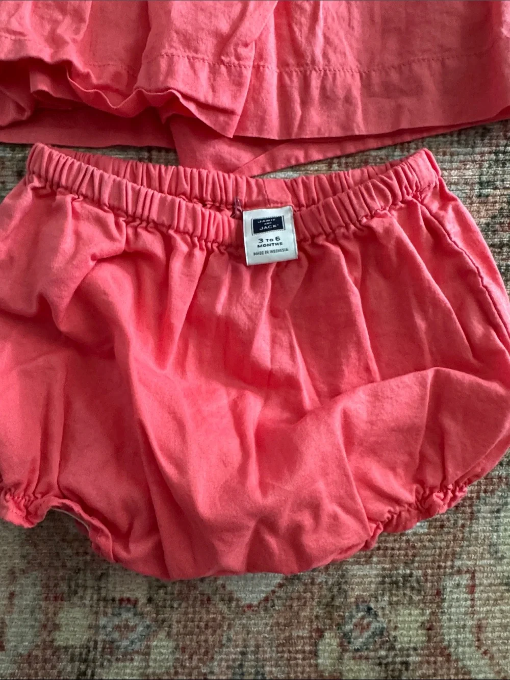 Janie & Jack Coral Pink Baby Two-Piece Set - Smocked Top & Bloomers